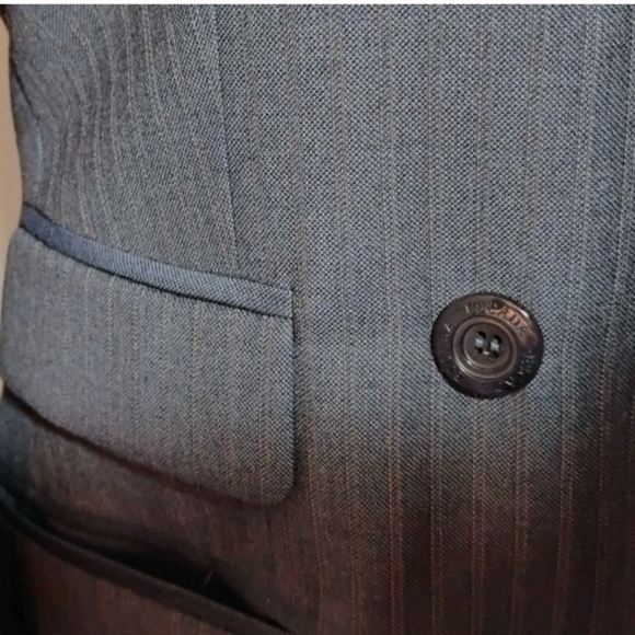 Escada Vintage Zegna Wool Blazer Women’s 6 Gray Pinstripe Double Breasted - Picture 4 of 8